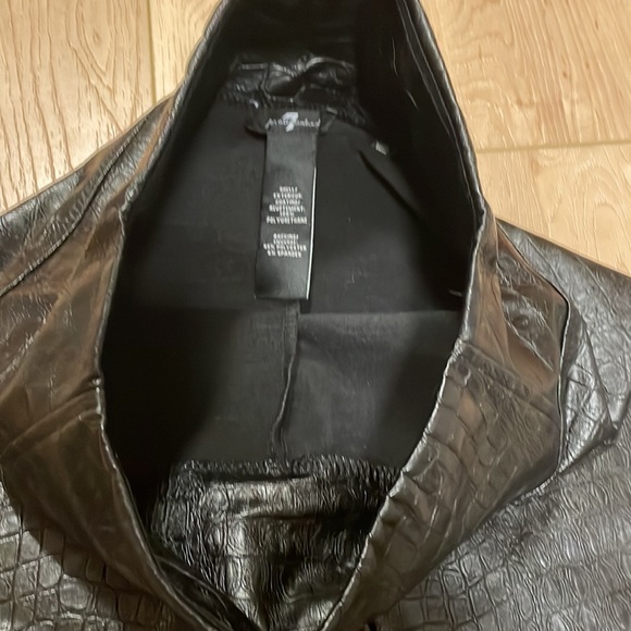 7 For All Mankind Croc Embossed Black Faux Leather Leggings, sz XS - Picture 6 of 13